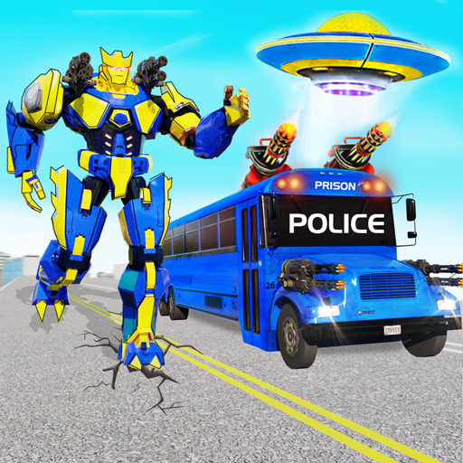 Polizeibus Roboter-Auto-Spiel.