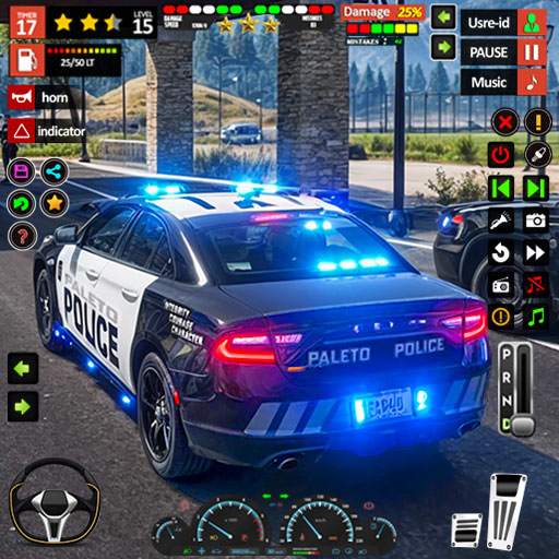 polícia car dirigindo jogo 3d